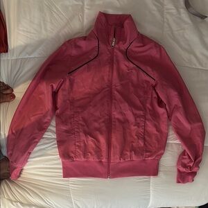 Nike Pink Bomber Jacket with Ribbed Cuffs and Stand-Up Collar